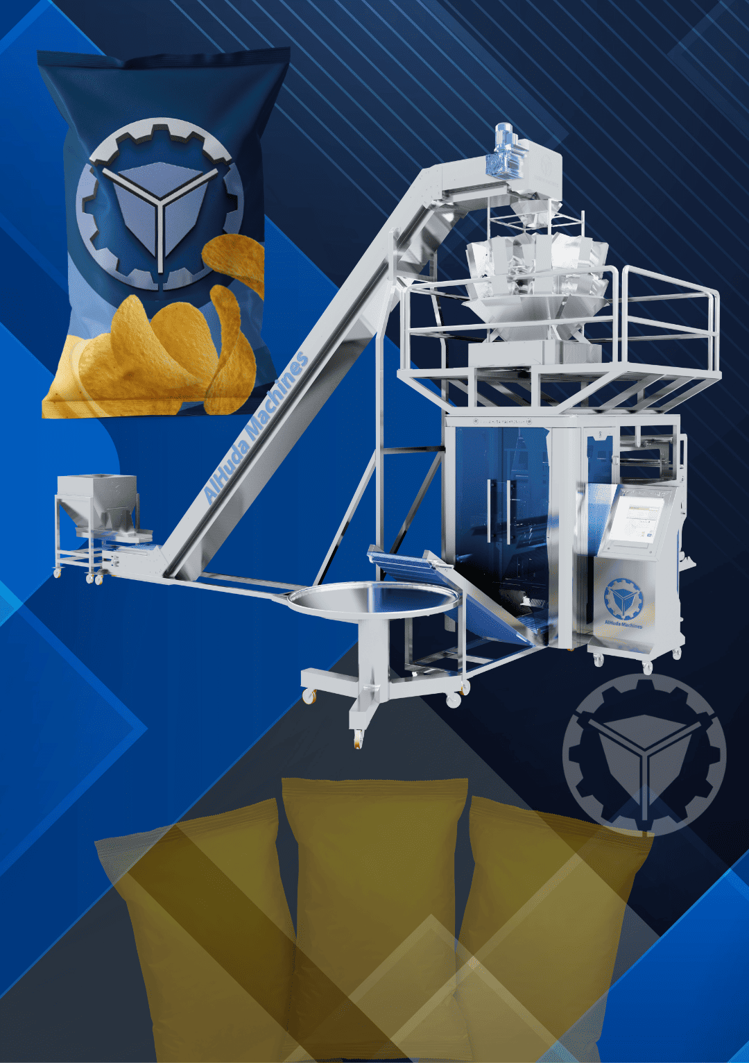 خطوط إنتاج شيبس البطاطس الطبيعية، وخطوط إنتاج البطاطا النصف مقلية، وخطوط إنتاج الشيبس، وأنظمة التعبئة والتغليف.